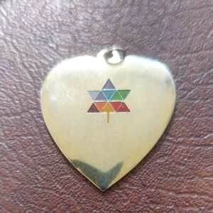 Vintage Gold Tone Rainbow Maple Leaf Star Heart Pendant | AS IS Plating Wear
